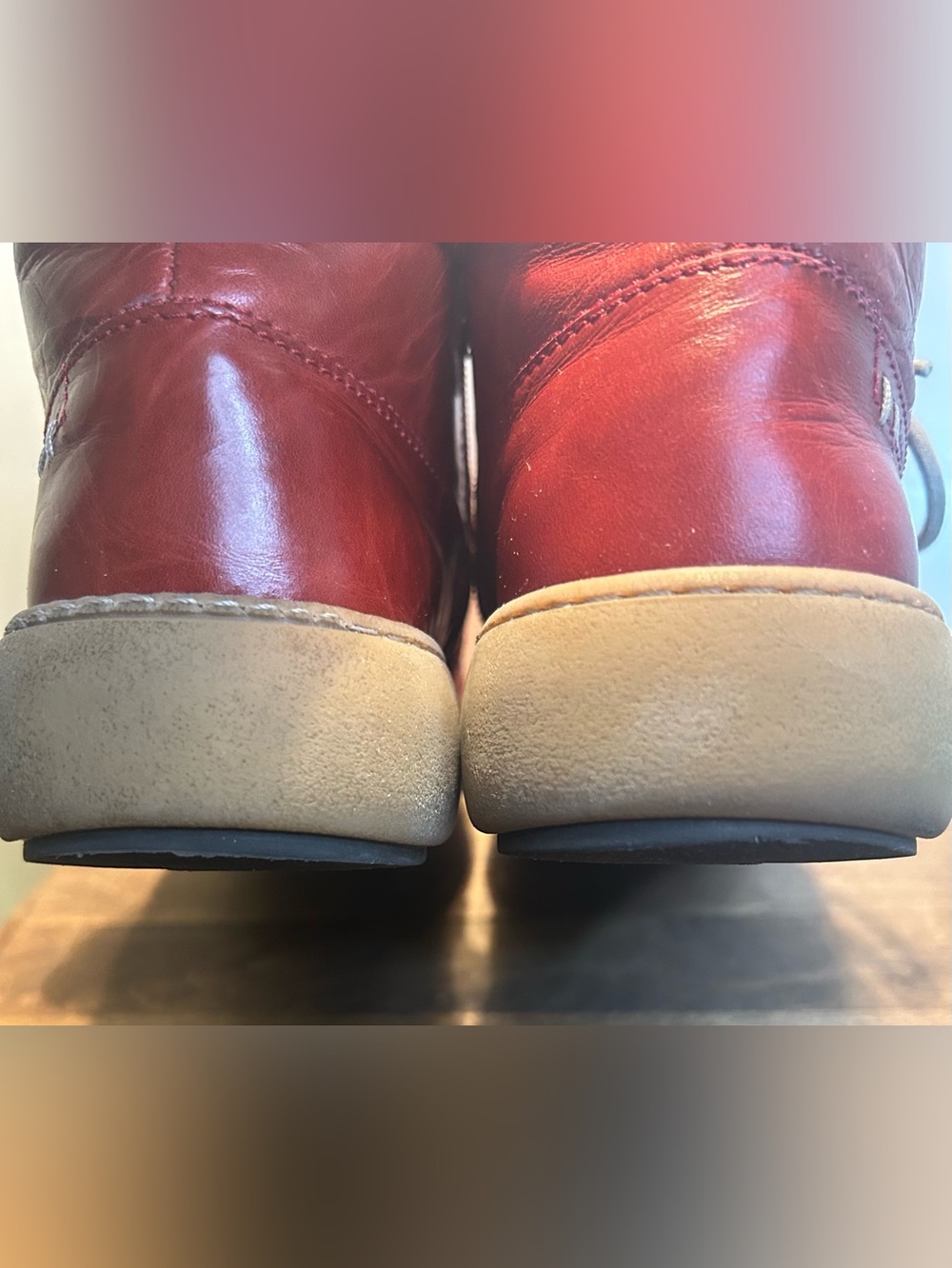 Josef Seibel Women’s Red Leather Plush Interior/Knit Collar Ankle Boots US 7.5 - Picture 9 of 13